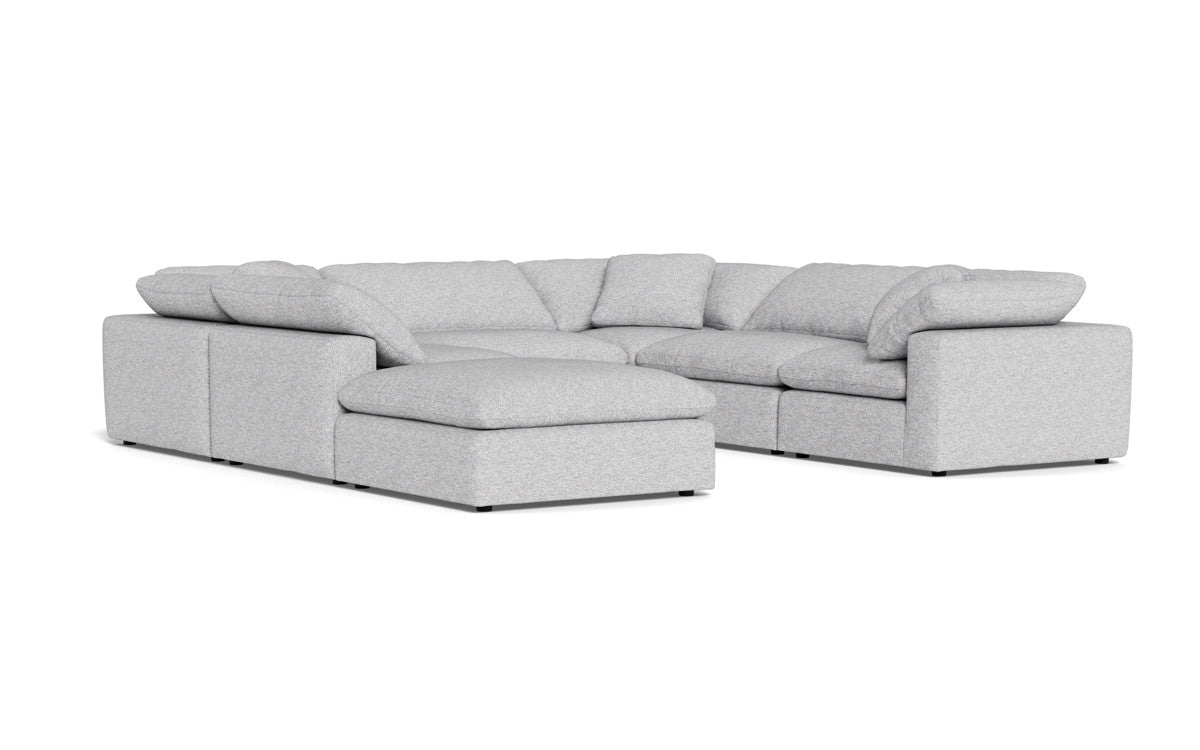 Fluffy 6 Piece Sectional W/Ottoman - Delray Smoke