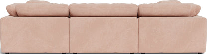 Fluffy 3 Piece Sofa W/Double Ottoman - Elliot Blush