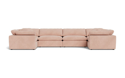 Fluffy 4 Corner U Sectional - Elliot Blush