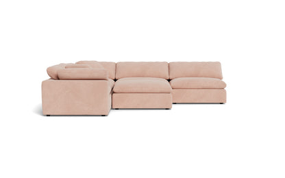 Fluffy 5 Piece Sectional W/Ottoman - Elliot Blush