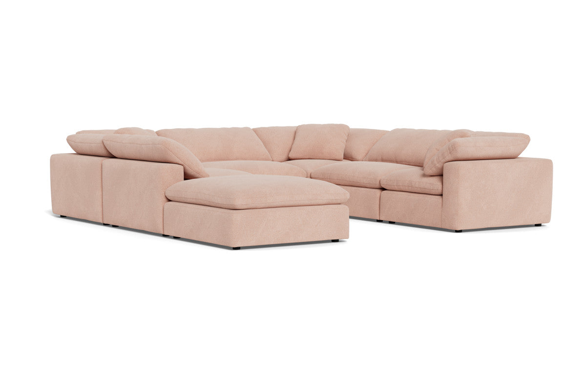 Fluffy 6 Piece Sectional W/Ottoman - Elliot Blush