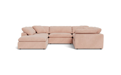 Fluffy 6 Piece Sectional W/Ottoman - Elliot Blush