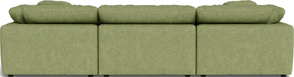 Fluffy 3 Piece Sofa W/Double Ottoman - Elliot Celadon