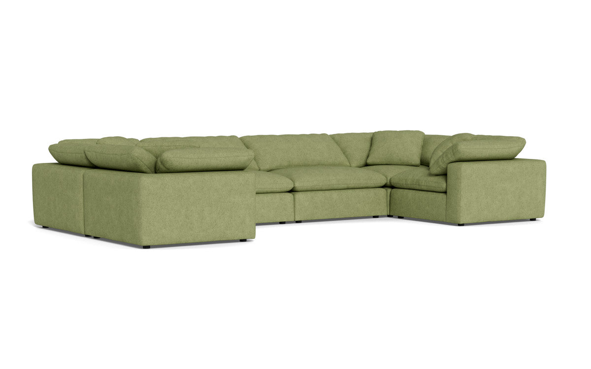 Fluffy 4 Corner U Sectional - Elliot Celadon