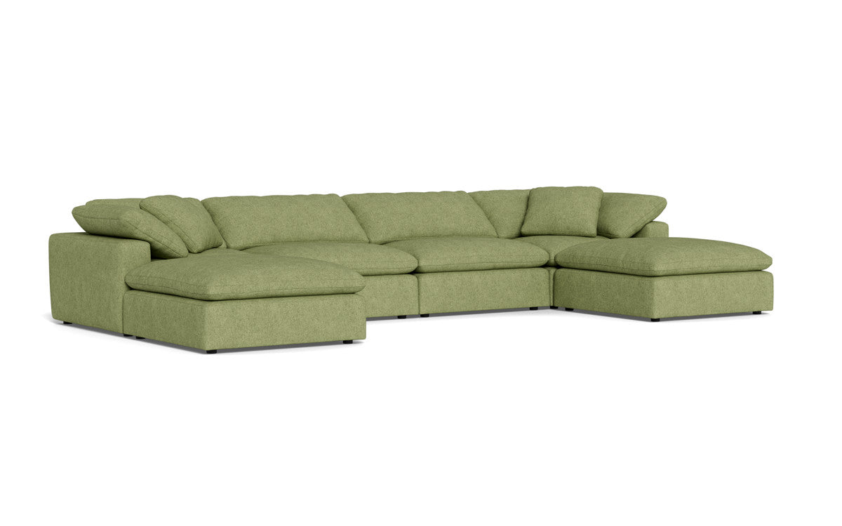 Fluffy 4 Piece Sectional W/Double Otto - Elliot Celadon