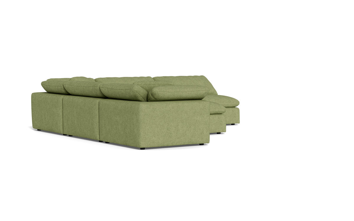 Fluffy 5 Piece Sectional W/Ottoman - Elliot Celadon