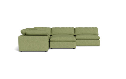 Fluffy 5 Piece Sectional W/Ottoman - Elliot Celadon