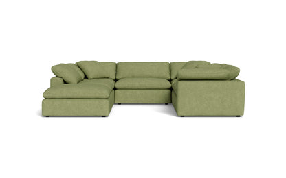 Fluffy 6 Piece Sectional W/Ottoman - Elliot Celadon