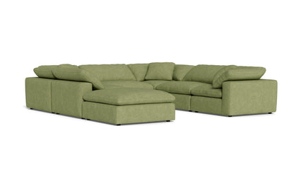 Fluffy 6 Piece Sectional W/Ottoman - Elliot Celadon