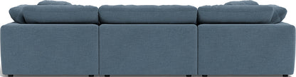 Fluffy 3 Piece Sofa W/Double Ottoman - Elliot French Blue