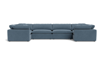 Fluffy 4 Corner U Sectional - Elliot French Blue