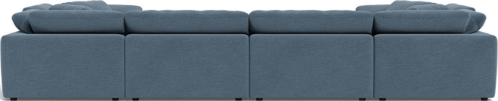 Fluffy 4 Corner U Sectional - Elliot French Blue