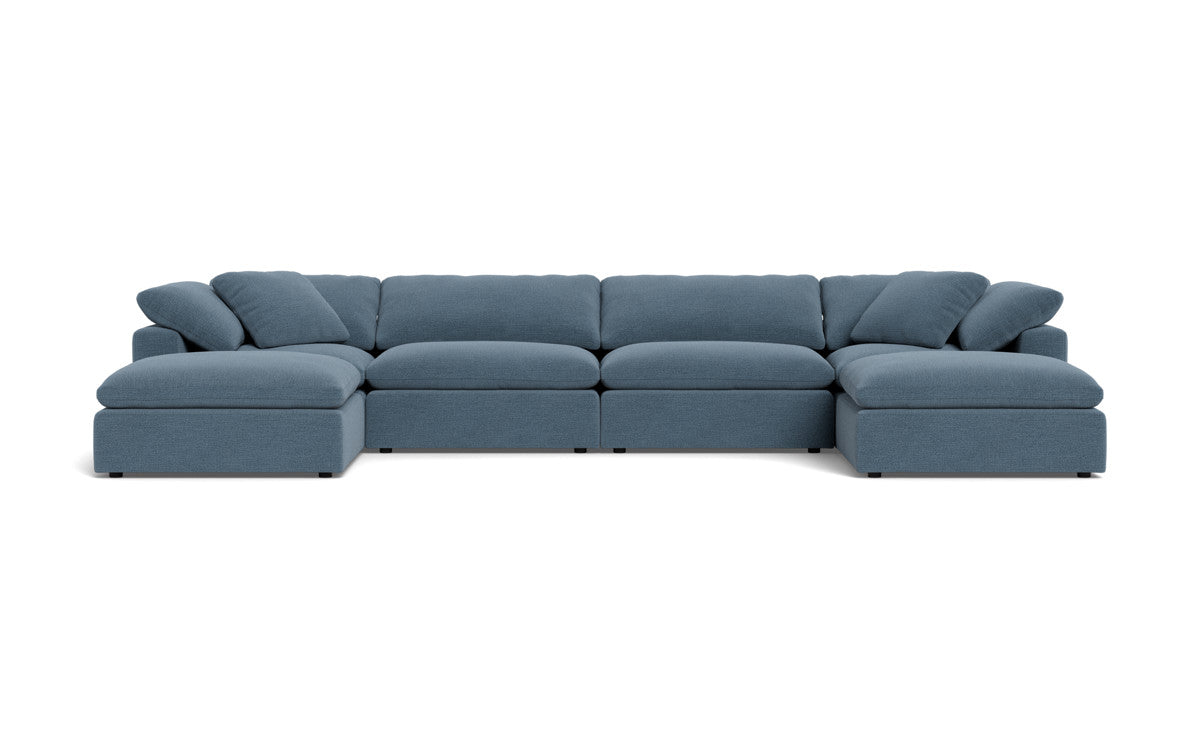 Fluffy 4 Piece Sectional W/Double Otto - Elliot French Blue