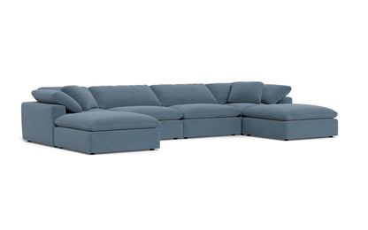 Fluffy 4 Piece Sectional W/Double Otto - Elliot French Blue