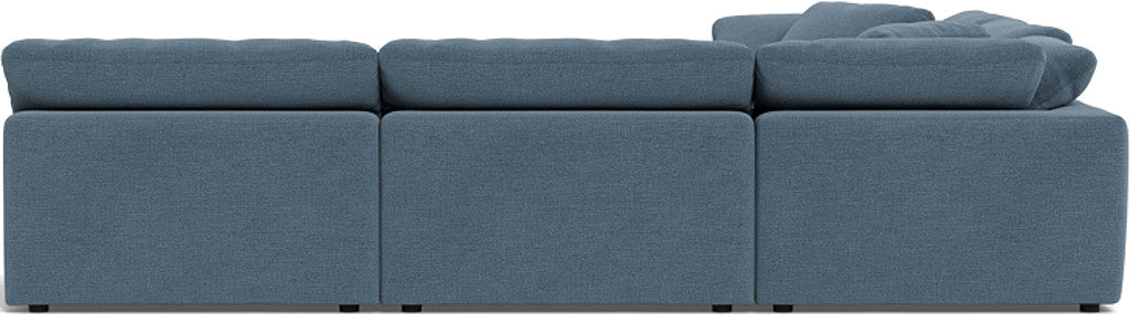 Fluffy 5 Piece Sectional W/Ottoman - Elliot French Blue