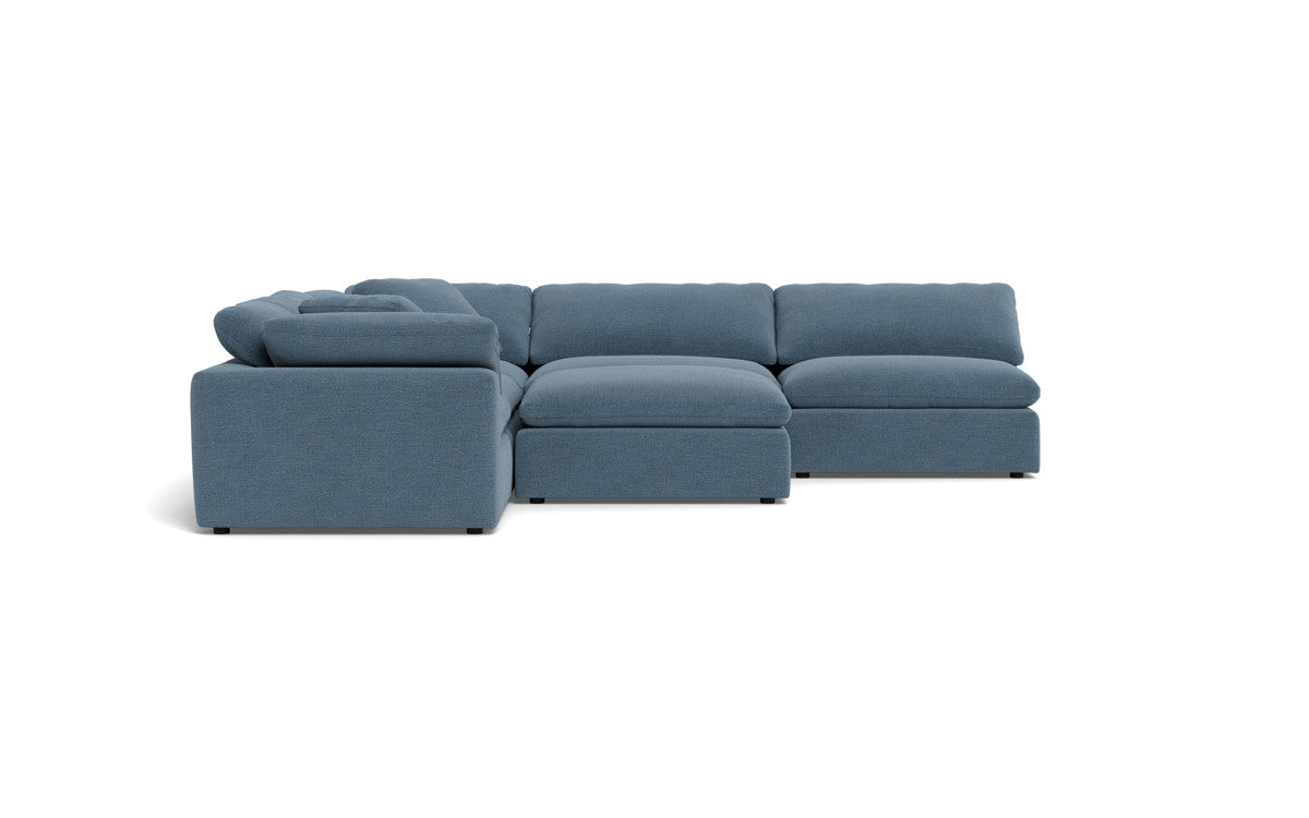 Fluffy 5 Piece Sectional W/Ottoman - Elliot French Blue