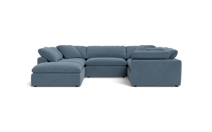 Fluffy 6 Piece Sectional W/Ottoman - Elliot French Blue