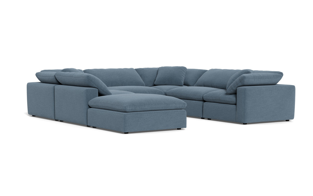 Fluffy 6 Piece Sectional W/Ottoman - Elliot French Blue