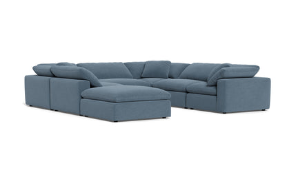 Fluffy 6 Piece Sectional W/Ottoman - Elliot French Blue