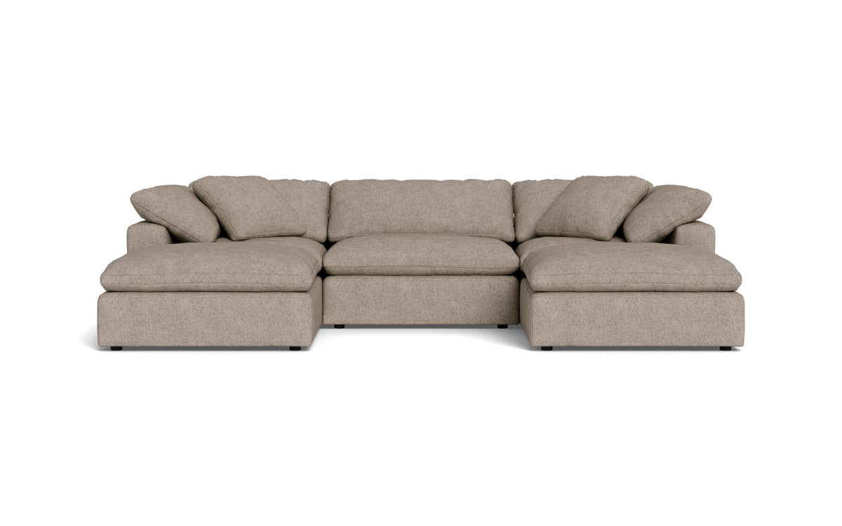 Fluffy 3 Piece Sofa W/Double Ottoman - Elliot Pebble