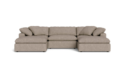 Fluffy 3 Piece Sofa W/Double Ottoman - Elliot Pebble