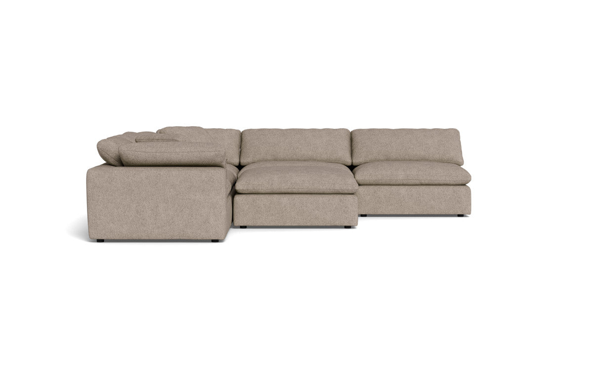 Fluffy 5 Piece Sectional W/Ottoman - Elliot Pebble