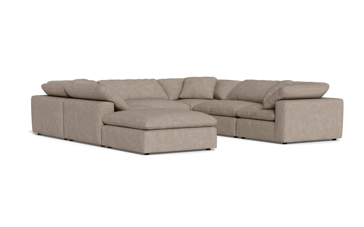 Fluffy 6 Piece Sectional W/Ottoman - Elliot Pebble