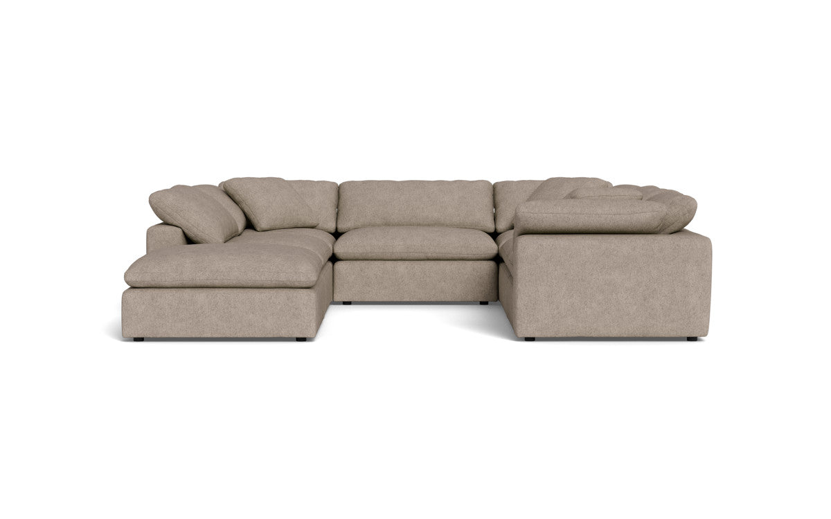 Fluffy 6 Piece Sectional W/Ottoman - Elliot Pebble