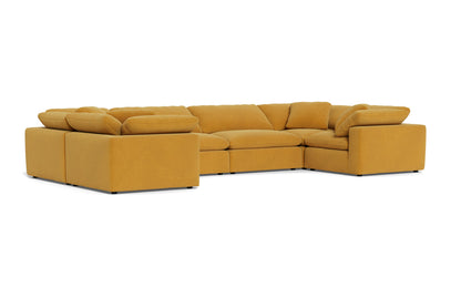 Fluffy 4 Corner U Sectional - Elliot Sunflower