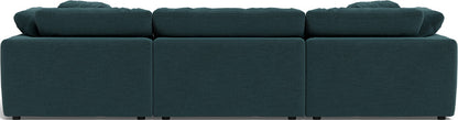 Fluffy 3 Piece Sofa W/Double Ottoman - Elliot Teal