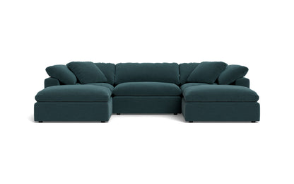 Fluffy 3 Piece Sofa W/Double Ottoman - Elliot Teal