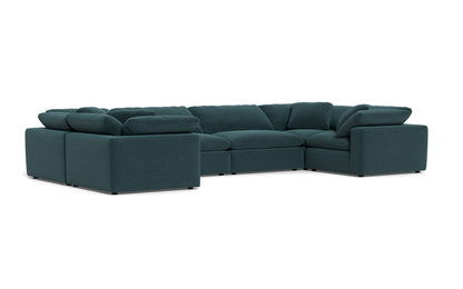 Fluffy 4 Corner U Sectional - Elliot Teal