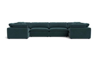 Fluffy 4 Corner U Sectional - Elliot Teal