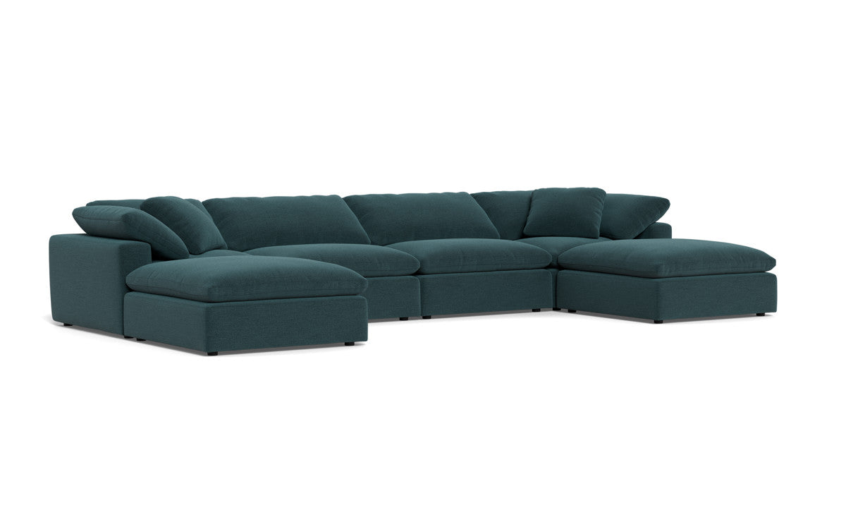 Fluffy 4 Piece Sectional W/Double Otto - Elliot Teal