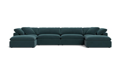 Fluffy 4 Piece Sectional W/Double Otto - Elliot Teal