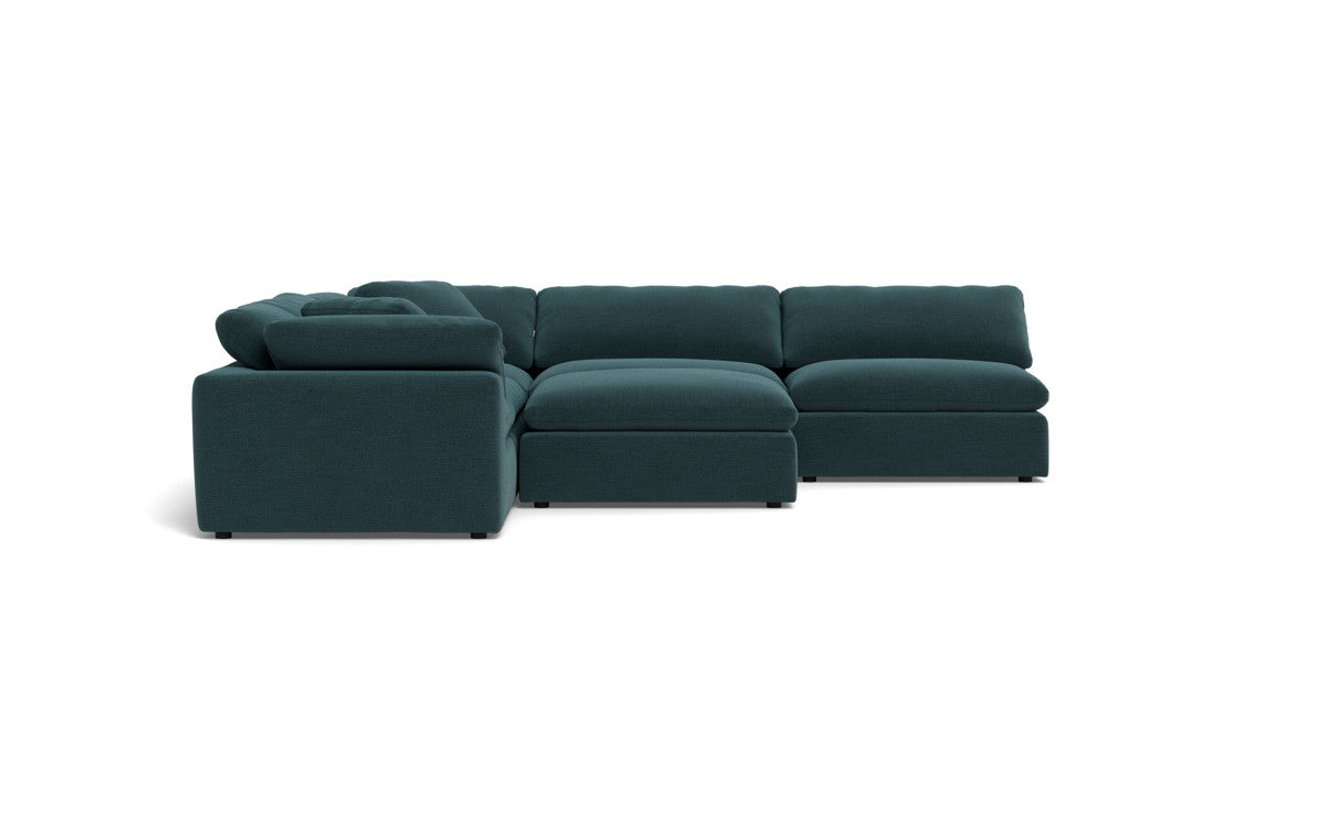 Fluffy 5 Piece Sectional W/Ottoman - Elliot Teal