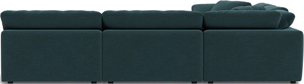 Fluffy 5 Piece Sectional W/Ottoman - Elliot Teal