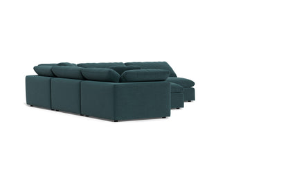 Fluffy 5 Piece Sectional W/Ottoman - Elliot Teal