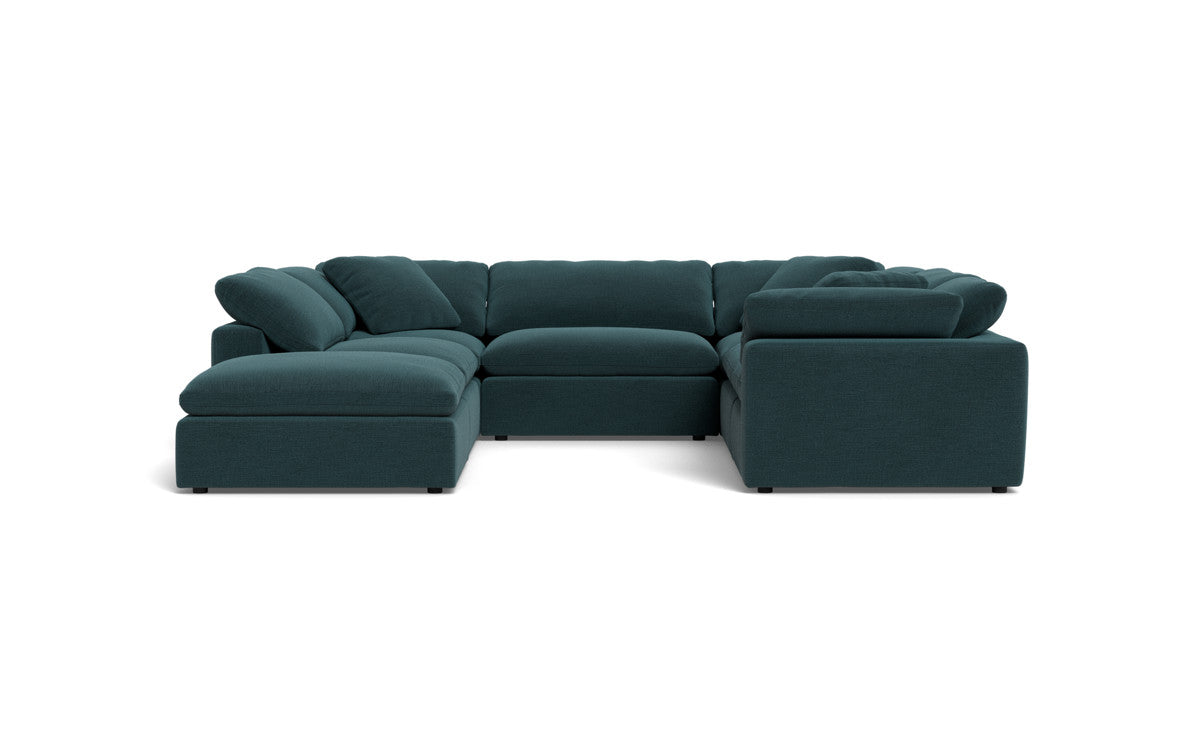 Fluffy 6 Piece Sectional W/Ottoman - Elliot Teal