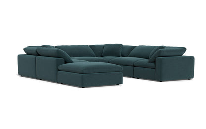 Fluffy 6 Piece Sectional W/Ottoman - Elliot Teal