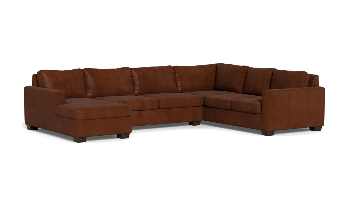 Track 141" Leather Corner Sectionals W. Full Sleeper & Left Chaise - Ever-Last Leverage
