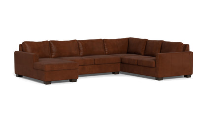 Track 141" Leather Corner Sectionals W. Full Sleeper & Left Chaise - Ever-Last Leverage