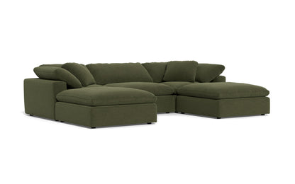 Fluffy 3 Piece Sofa W/Double Ottoman - Elliot Avocado