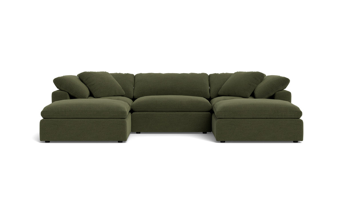 Fluffy 3 Piece Sofa W/Double Ottoman - Elliot Avocado