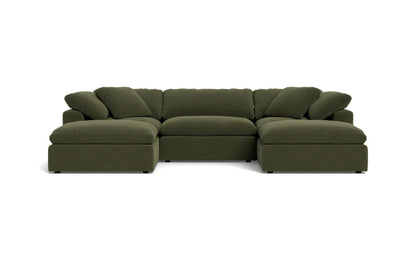 Fluffy 3 Piece Sofa W/Double Ottoman - Elliot Avocado