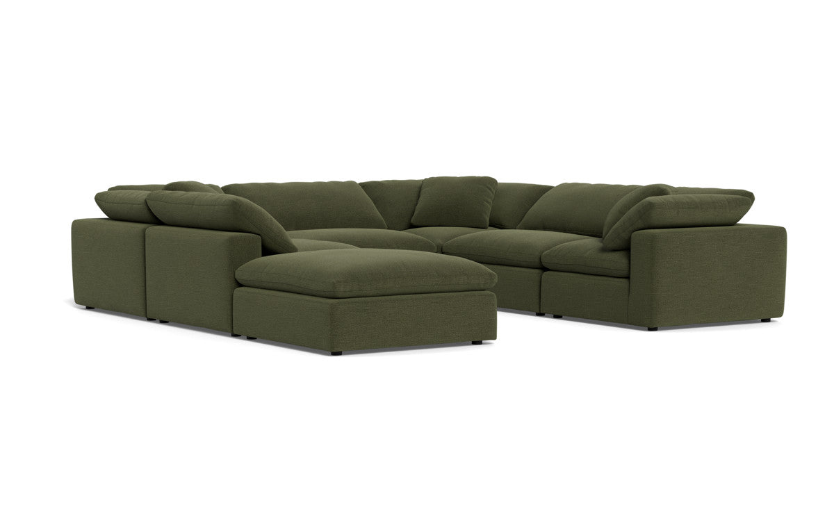 Fluffy 6 Piece Sectional W/Ottoman - Elliot Avocado