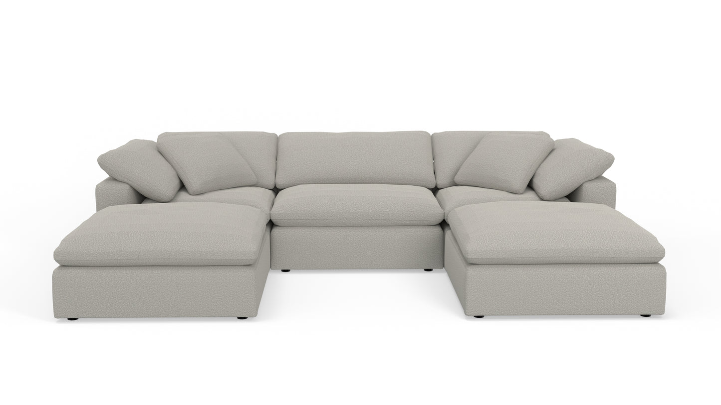 Fluffy 133.5" 3 Piece Sofa W/Double Ottoman - Bloke Cotton