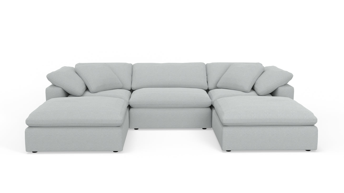Fluffy 133.5" 3 Piece Sofa W/Double Ottoman - Bloke Snow