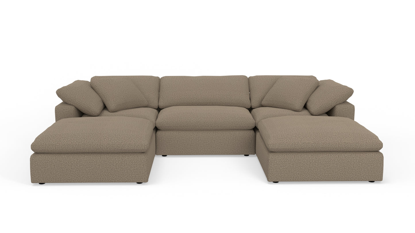 Fluffy 133.5" 3 Piece Sofa W/Double Ottoman - Celine Cub