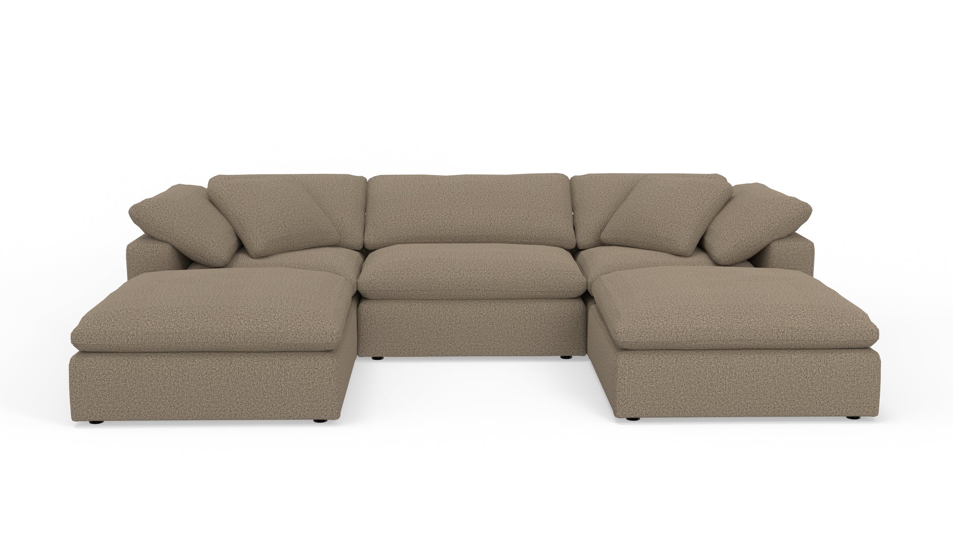 Fluffy 133.5" 3 Piece Sofa W/Double Ottoman - Sorrento Almond